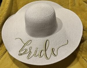 Chic Soul Women's BRIDE Weaved Beach Embroidered Floppy Brim Sun Hat Honeymoon